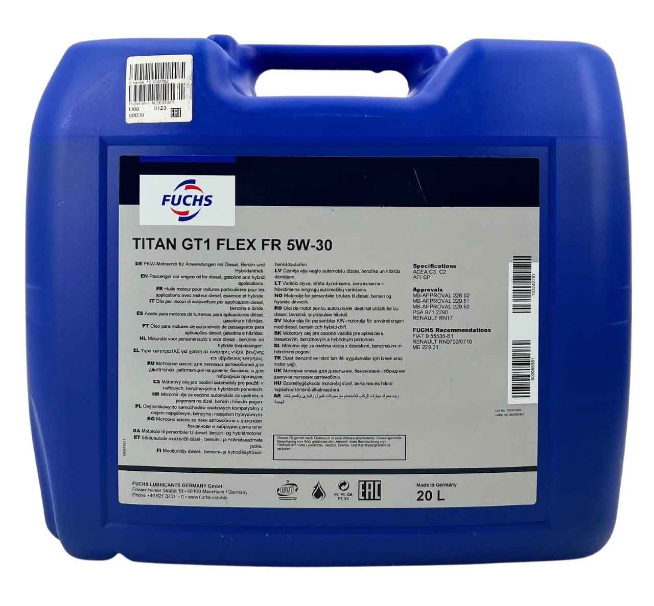 Fuchs Titan GT1 Flex FR 5W-30 20 Liter