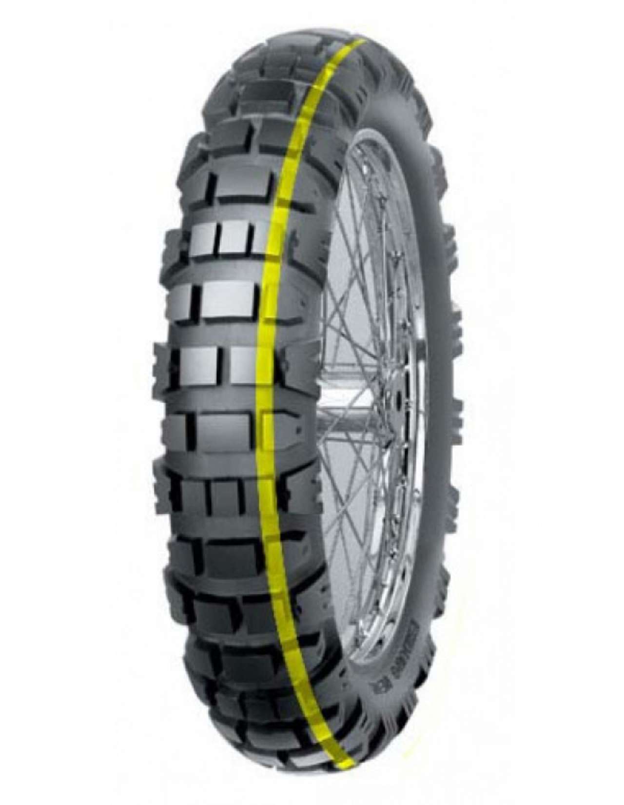 MITAS E-09 DAKAR REAR 140/80 - 18 M/C TL 70R YELLOW STRIPE REAR M+S