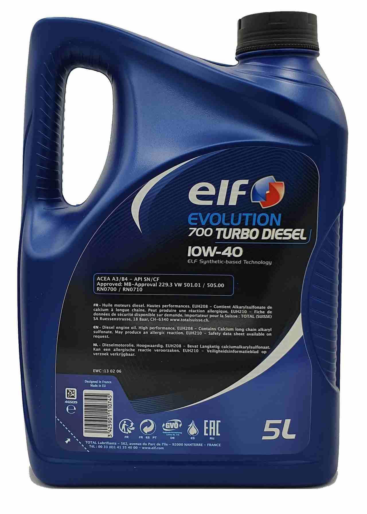 Elf Evolution 700 Turbo Diesel 10W-40 5 Liter