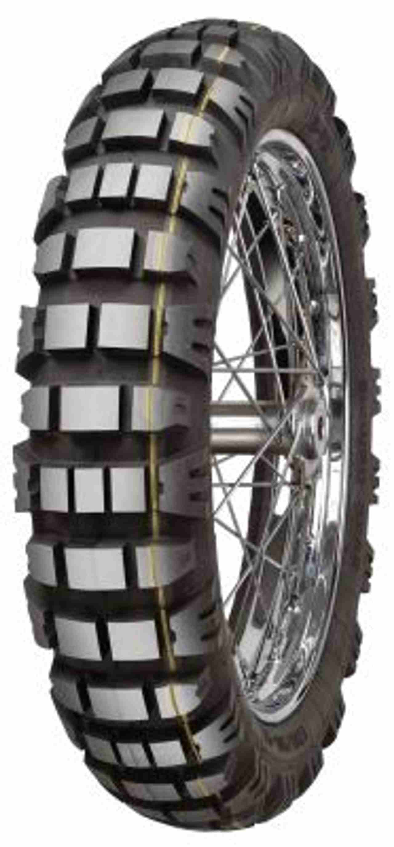 MITAS E-09 DAKAR REAR 140/80 - 18 M/C TL 70R YELLOW STRIPE REAR M+S