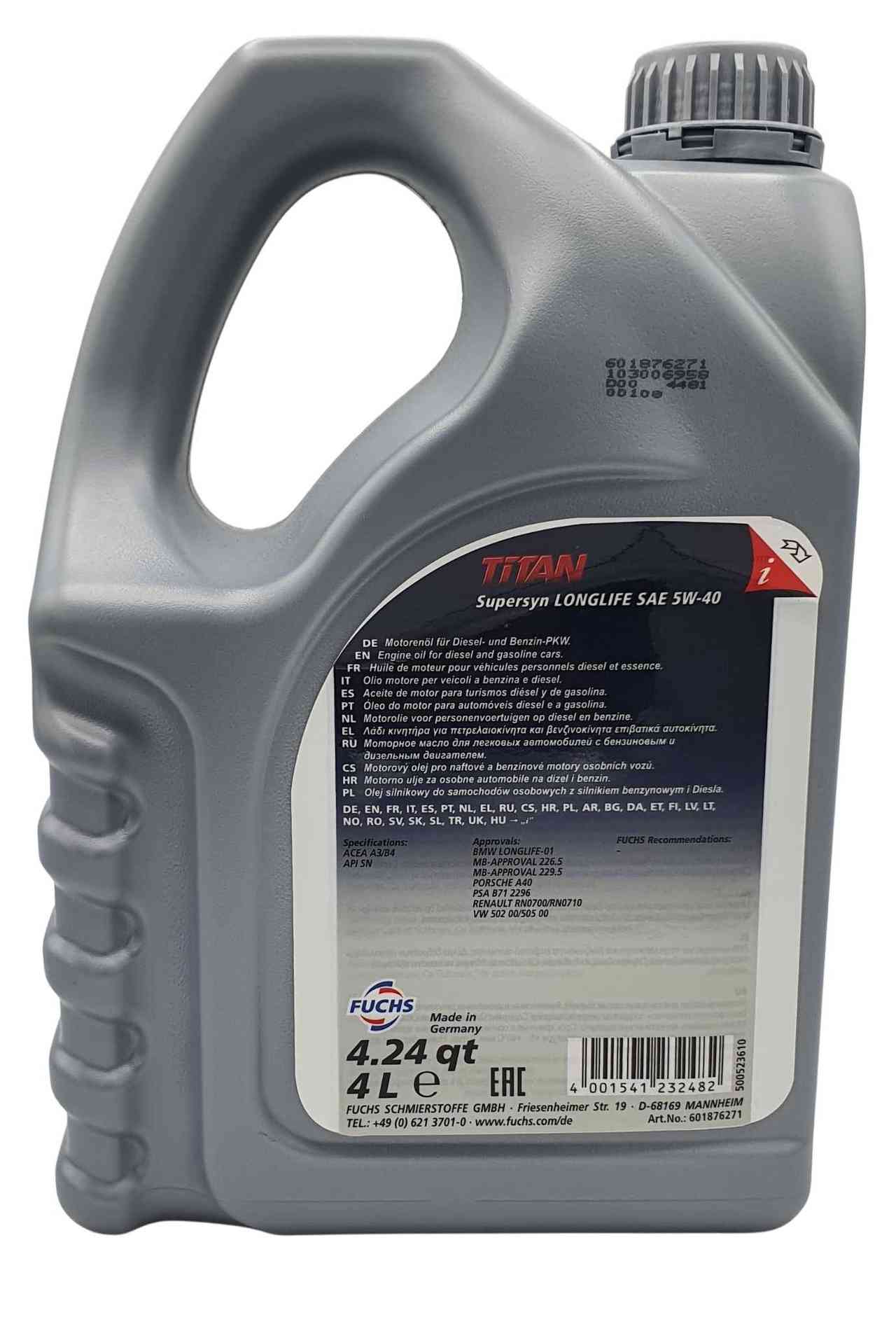 Fuchs Titan Supersyn Longlife 5W-40 4 Liter