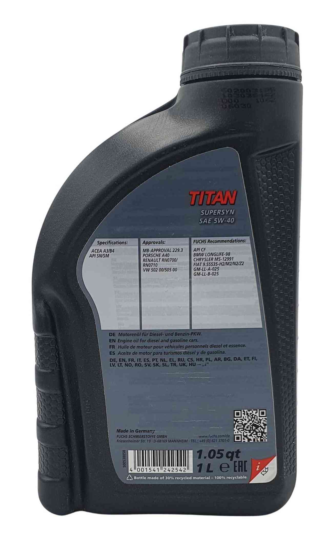 Fuchs Titan Supersyn 5W-40 1 Liter