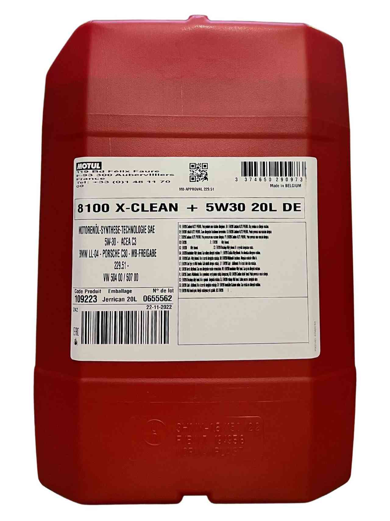 Motul 8100 X-clean+ 5W-30 20 Liter